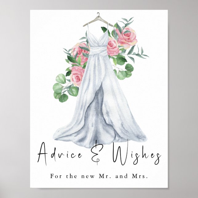 Poster Robe d'aquarelle avec fleurs - conseils et souhait (Devant)