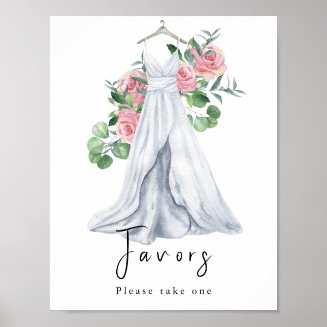 Poster Robe d'aquarelle avec fleurs - faveurs (Devant)