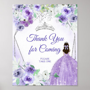 Poster Robe d'argent et de violet Quinceañera Merci