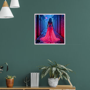 Poster Robe de lumière rose Cyberpunk : Mystère d'une rue