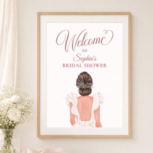 Poster Robe de mariée élégante Bienvenue à la fête de mar