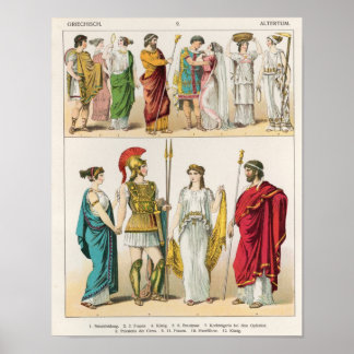 Poster Robe grecque, de 'Trachten der Voelker, 1864