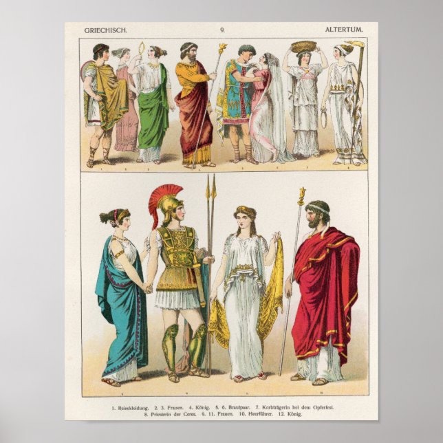Poster Robe grecque, de 'Trachten der Voelker, 1864 (Devant)