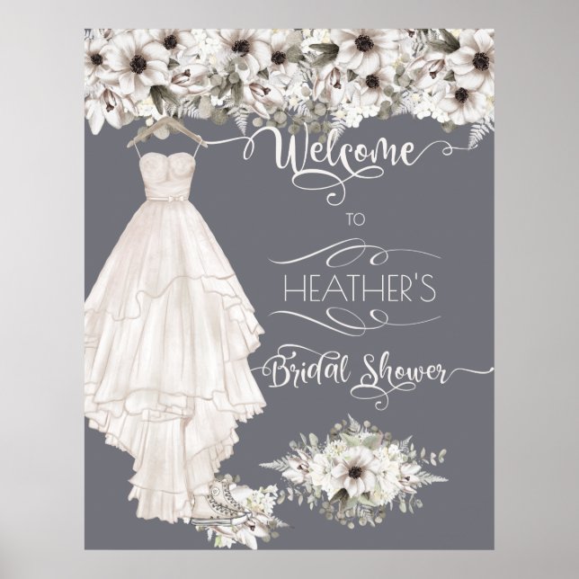 Poster Robe Mariage Boho Décontractée Aquarelle Fête des  (Devant)