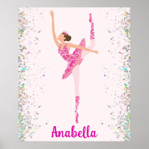 Poster Robe Parties scintillant rose Cheveux foncé Piroue