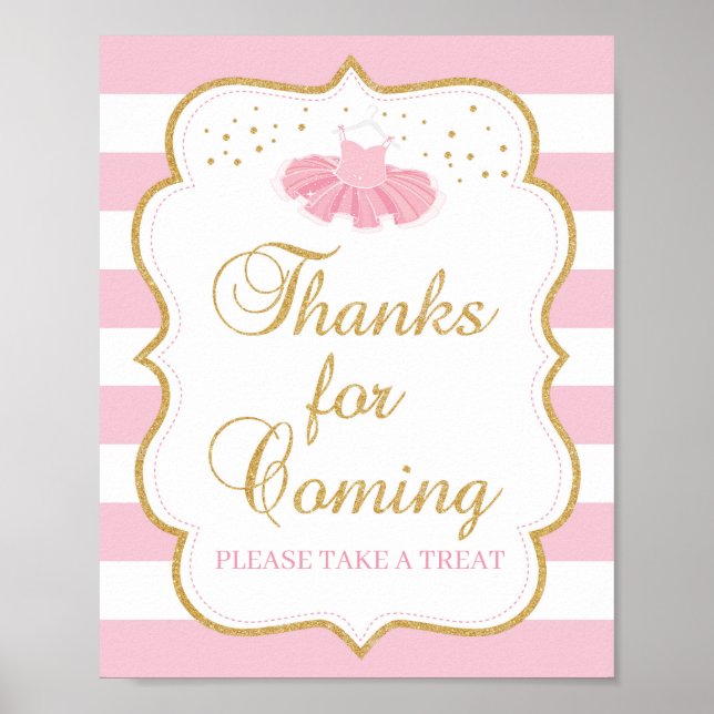 Poster Robe Tutu merci d'être venu signe or rose (Devant)