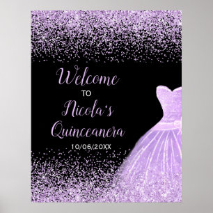 Poster Robe Violette Fausse Brillante Quinceanera de Bien