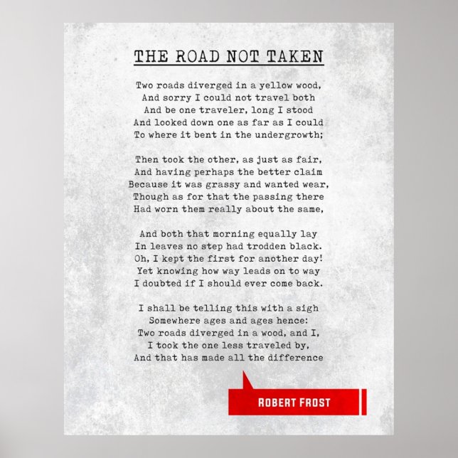 Poster Robert Frost Cite La Route De La Littéraire Non Pr (Devant)