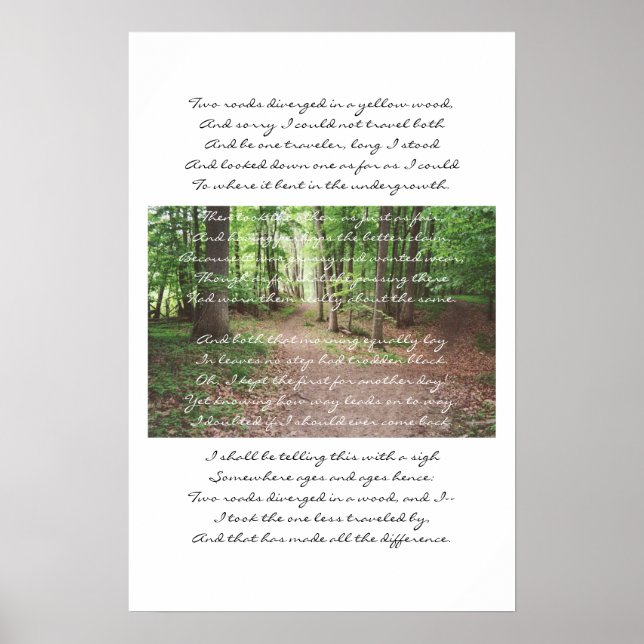 Poster Robert Frost - La route non prise (Devant)