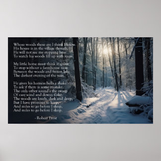 Poster Robert Frost : Stopping par Woods lors d'une soiré