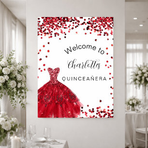 Poster Robes à paillettes rouges et blanches pour Quincea