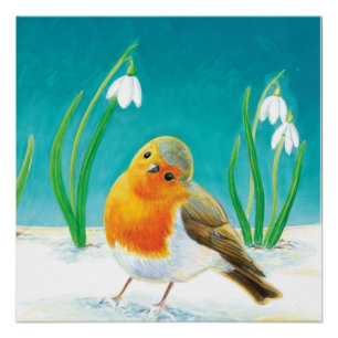 Poster Robin Bird - Erithacus rubecula