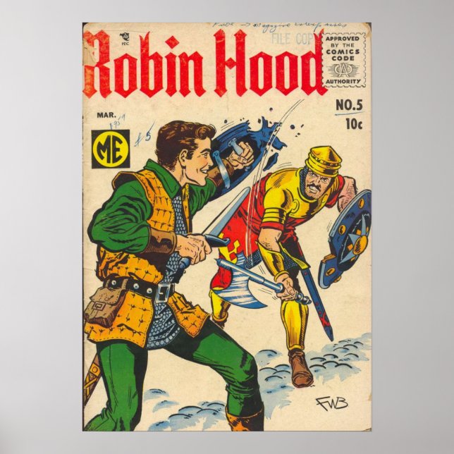 Poster Robin Hood Vintage Couverture comique (Devant)