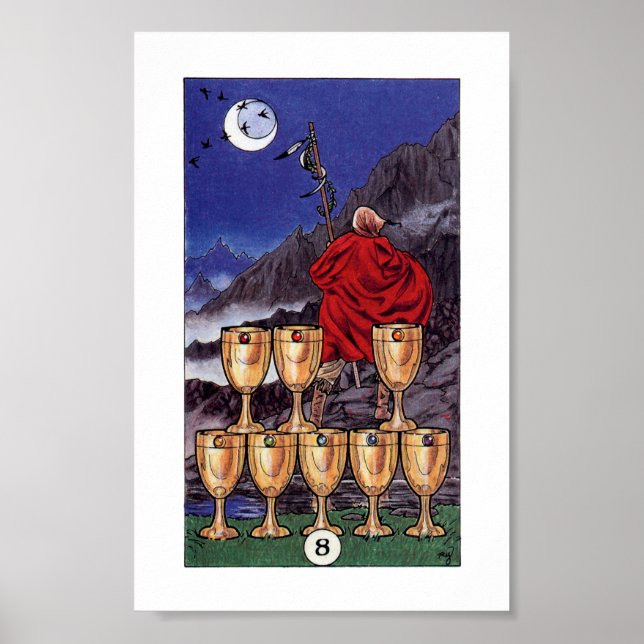 Poster Robin Tarot en bois - 8 tasses (Devant)