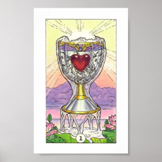 Poster Robin Tarot en bois - As des tasses