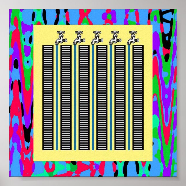 Poster Robinet D'Eau : Faucilles D'Eau Courante Illusion  (Devant)