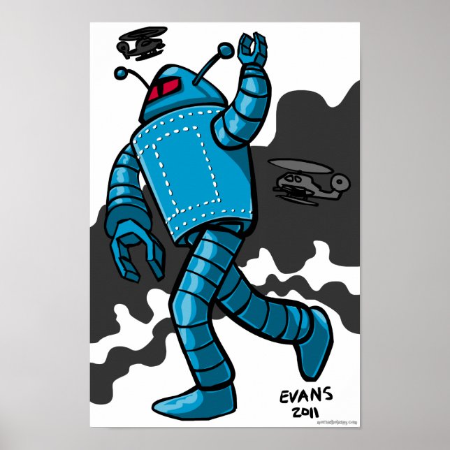 Poster Robot à rampage bleu (Devant)