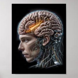Poster Robot Cyborg Cerveau Intelligence artificielle