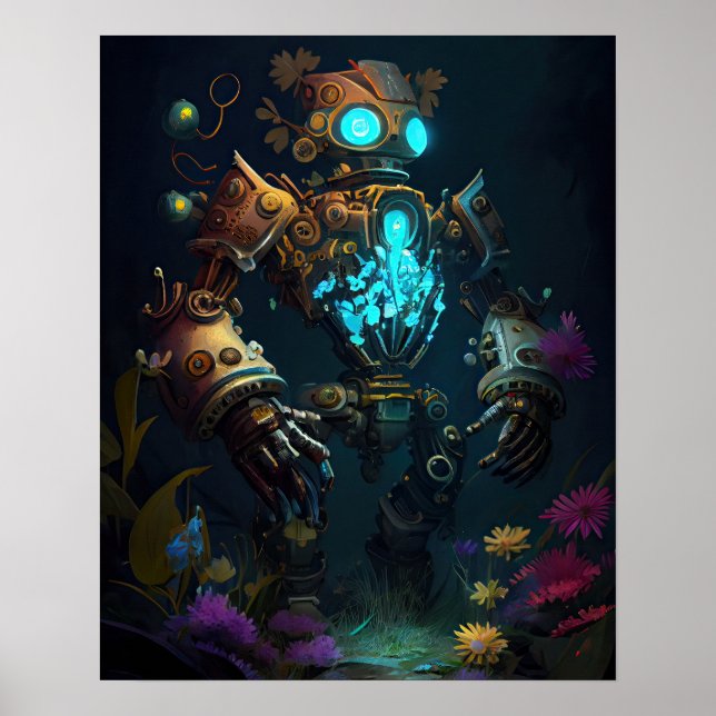Poster Robot et Fleurs (Devant)