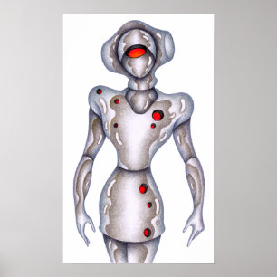 Poster Robot humanoïde de style rétro.