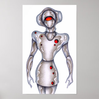 Poster Robot humanoïde de style rétro.