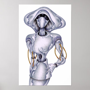 Poster Robot humanoïde de style rétro.