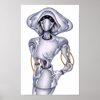 Poster Robot humanoïde de style rétro.