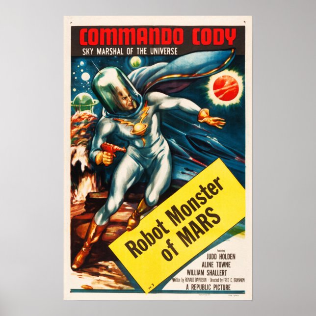 Poster ROBOT MONSTRES DE MARS Commando Cody Retro Sci Fi (Devant)