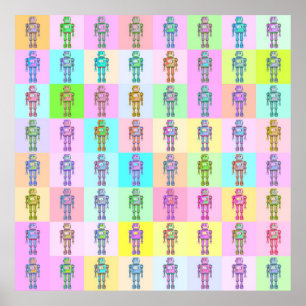 Poster Robots Art Pop Retro v2