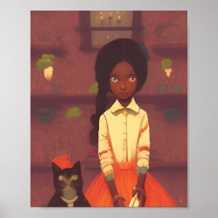Poster Robots Brown pour filles et chats jupe orange