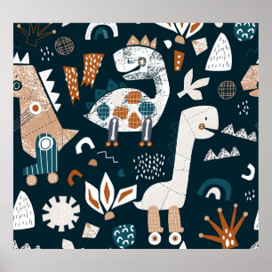 Poster Robots dinosaures, patte pour enfants ludique et s