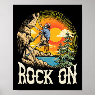 Poster Roche Sur Squelette Grimpeur De Roche Vintage Esca