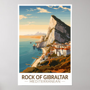 Poster Rocher de Gibraltar Voyage Art Vintage