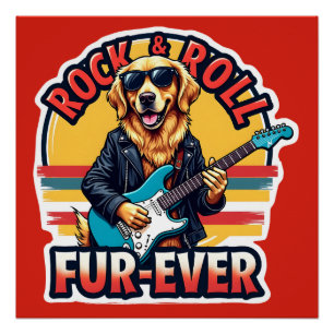Poster Rocher et rouler fourrure jamais Golden Retriever 