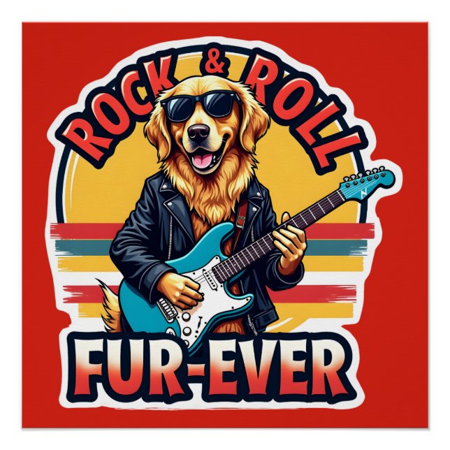 Poster Rocher et rouler fourrure jamais Golden Retriever  (Devant)