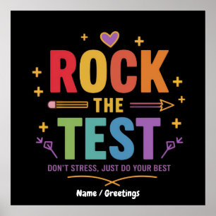 Poster Rocher le test Ne pas stresser drôle Motivationnel