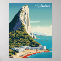 Rocher vintage de Gibraltar Travel Art
