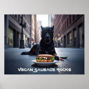 POSTER ROCHERS DE SAUCISSE VÉGANE - AMUSANT