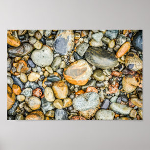 Poster Rochers et galets sur une plage dans le Maine Arch