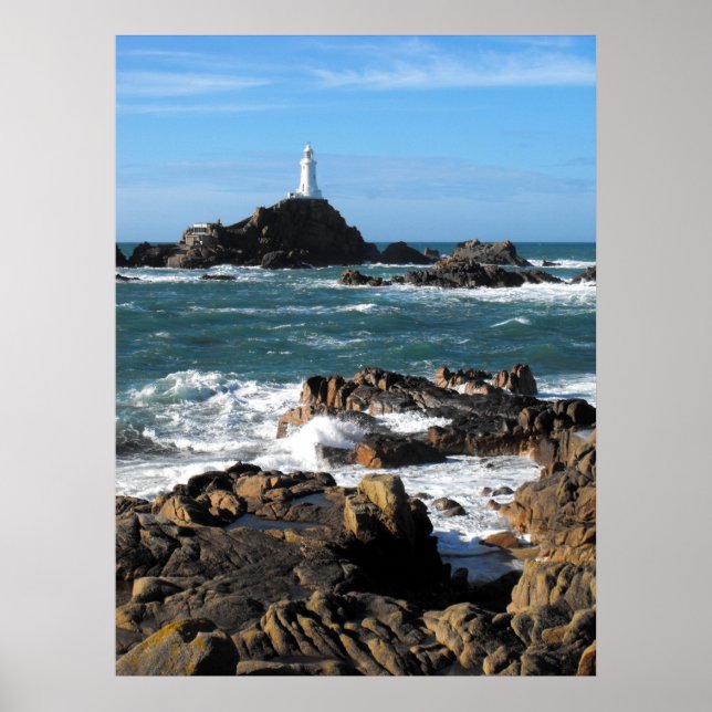 Poster Rochers et phare de Corbiere, Jersey (Devant)