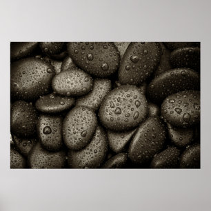 Poster Roches de rivière avec des baisses de pluie