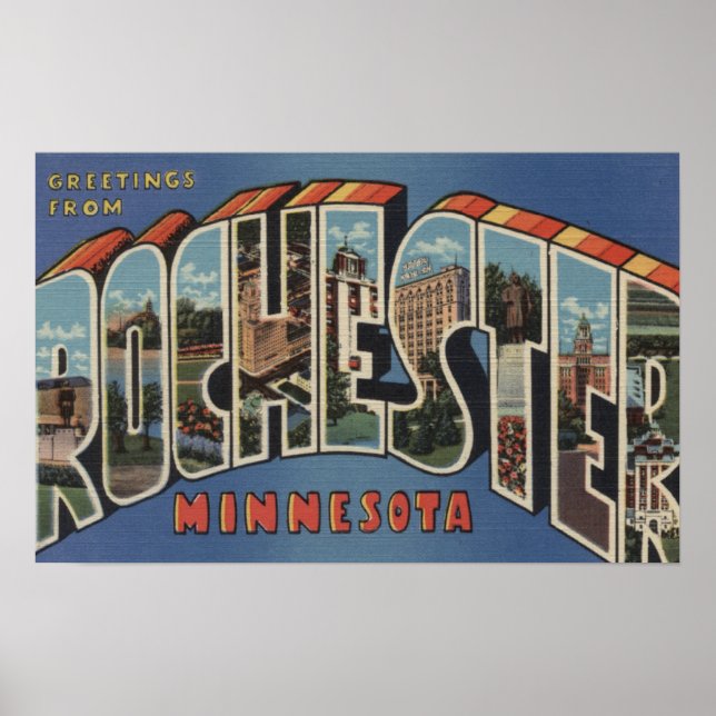 Poster Rochester, Minnesota - Scènes de grandes lettres (Devant)