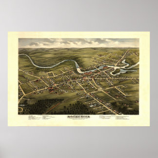 Poster Rochester NH 19th Century Birdseye View