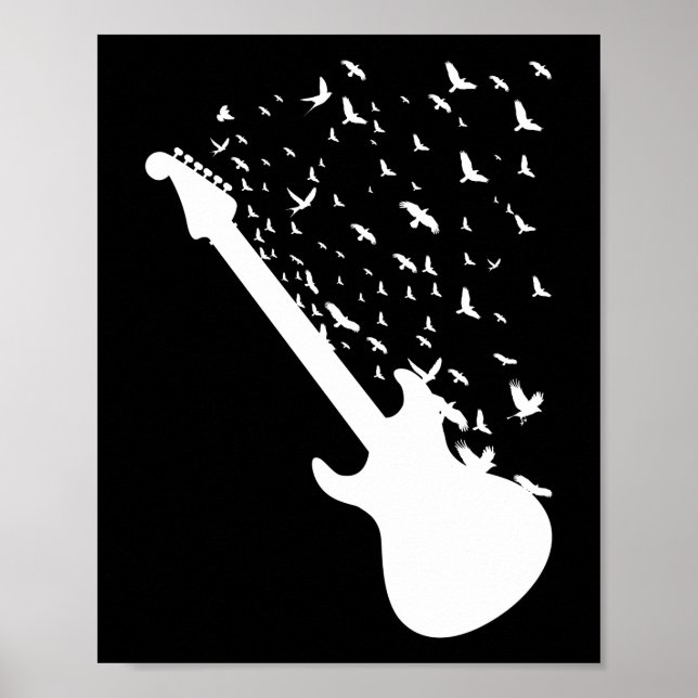Poster Rock and Roll Guitare Birds Musique Lover (Devant)