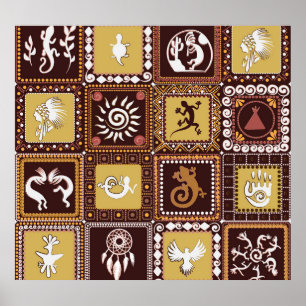 Poster Rock Art Imitation : Motif Vintage.