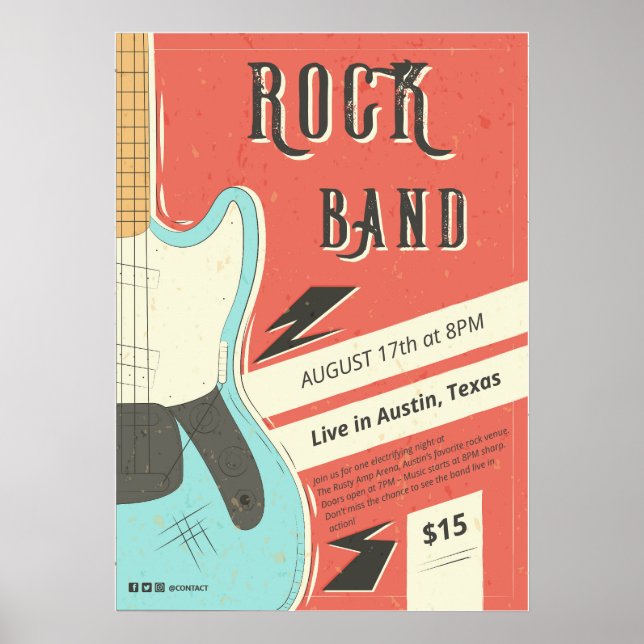 Poster Rock Band - Retro Music Event Design (Devant)