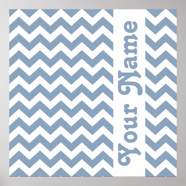 Poster Rock Blue Safari Chevron avec texte personnalisé (Devant)