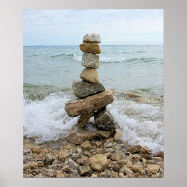 Poster Rock Cairn (Pilier) - Île Mackinac, Michigan (Devant)