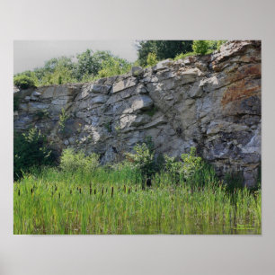 Poster Rock Cliff Wall Catters Pond Nature