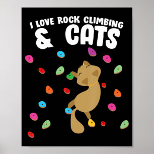 Poster Rock Climbing and Cat Love Cute Birthday